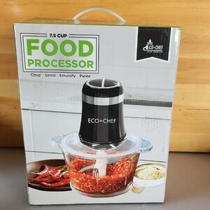 NIB. Eco+Chef, Black 7.5-Cup Food Processor.